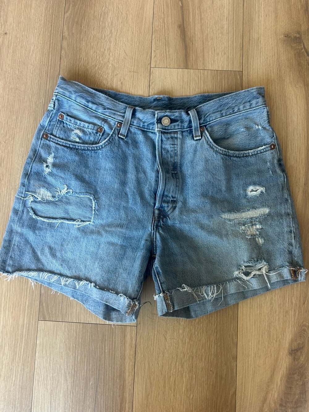 Levi's 501 Original Distressed Denim Cut-Off Shorts